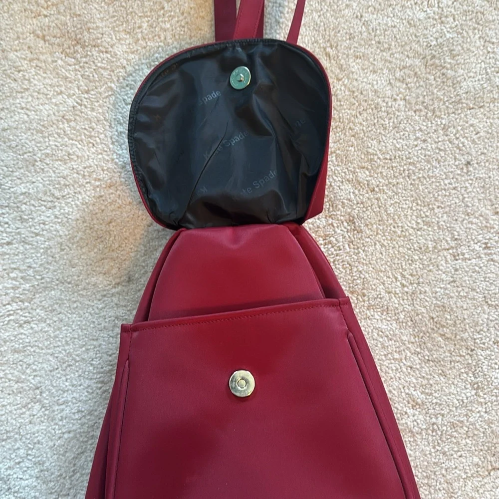 Y2K Kate Spade nylon red backpack or shoulder bag. Silver hardware.